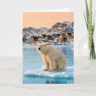 Tarjeta Cumpleaños Oso Polar de Groenlandia Flotando en el