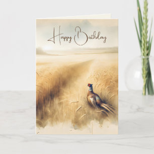 Tarjeta Cumpleaños Otoño Pheasant In Wheat