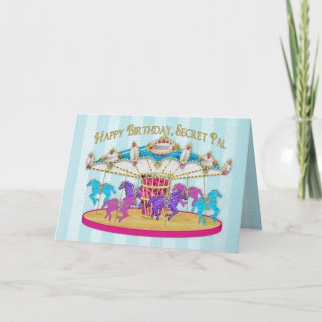 Tarjeta Cumpleaños - Pal secreto - carrusel (Anverso)