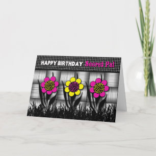 TARJETA CUMPLEAÑOS - PAL SECRETO - NEGRO/BLANCO/DAISIES