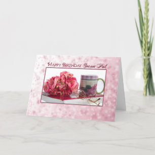 Tarjeta Cumpleaños - PAL secreto - rosas rosados/libro