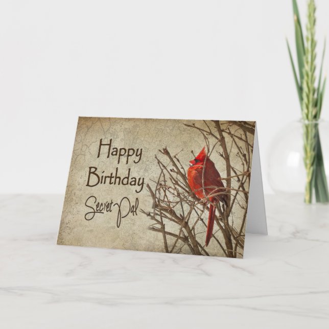 Tarjeta Cumpleaños - Pal secreto - Texturado - Cardenal ro (Anverso)