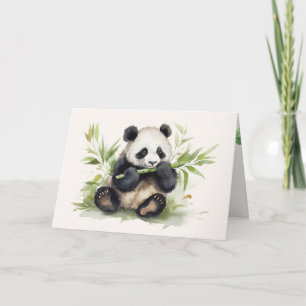 Tarjeta Cumpleaños Panda Bear Con Bambú