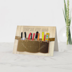 Tarjeta Cumpleaños, papá, cinturón de herramientas y herra