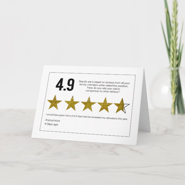 Tarjeta Cumpleaños, Papá, Clasificación De Reseña De 4.9 D (Anverso)