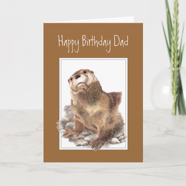 Tarjeta Cumpleaños papá, padre, Otter Cute River (Anverso)