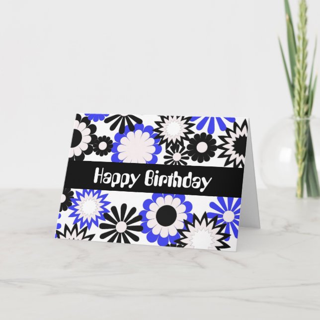 Tarjeta Cumpleaños para cualquiera, flores brillantes. (Anverso)