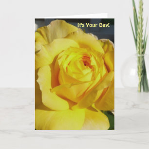 Tarjeta Cumpleaños para cualquiera, rosa amarilla.