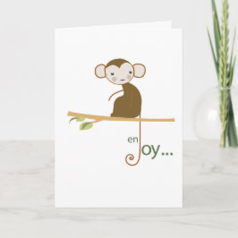 Tarjeta Cumpleaños para Disfrutar con Mono en un Árbol