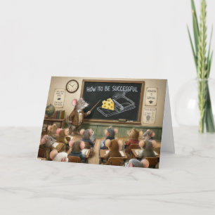 Tarjeta Cumpleaños para el profesor Ratones en un salón de