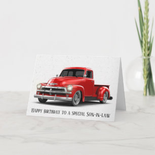 Tarjeta Cumpleaños para el yerno Camión Rojo Retro