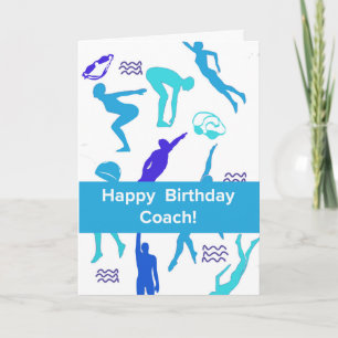 Tarjeta Cumpleaños para Entrenador de Natación con Silueta