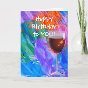Tarjeta cumpleaños para la copa de vino amigo