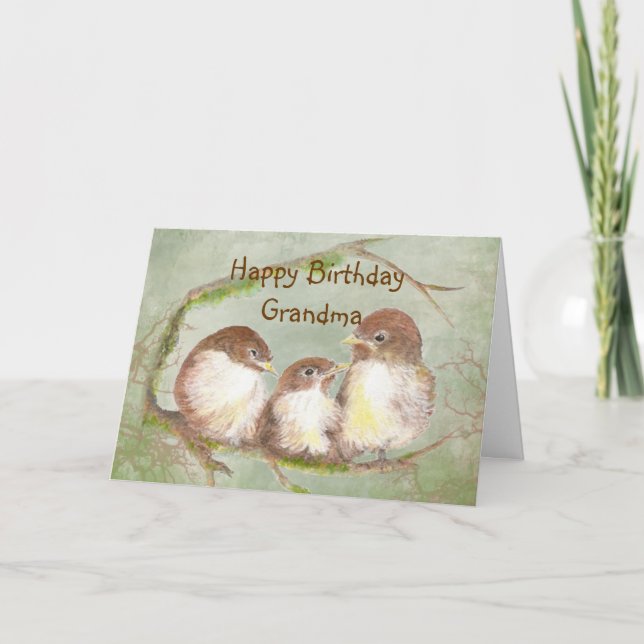 Tarjeta Cumpleaños para la familia de pájaro linda del (Anverso)