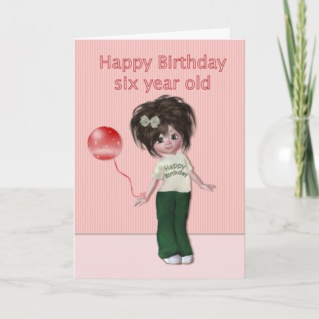 Tarjeta Cumpleaños para los seis años (Anverso)