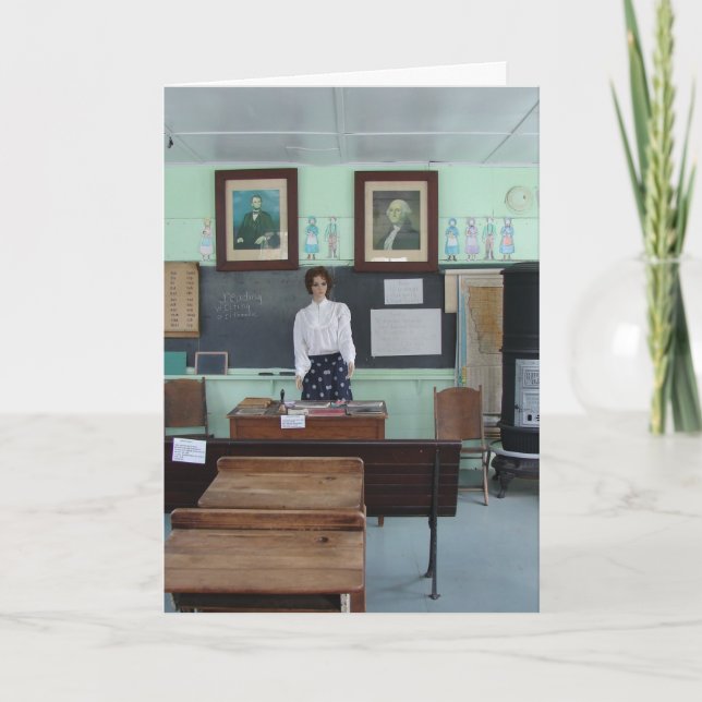 Tarjeta Cumpleaños para maestro, escuela de una sola habit (Anverso)