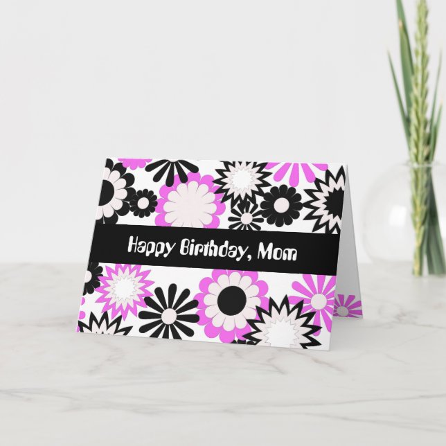 Tarjeta Cumpleaños para una mamá, flores brillantes (Anverso)