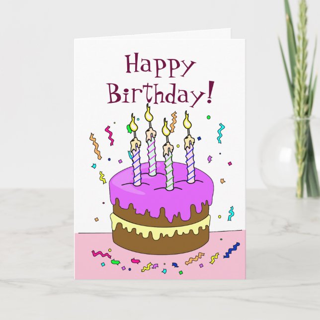 Tarjeta Cumpleaños! Pastel 4 AÑO (Anverso)