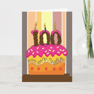 Tarjeta cumpleaños - pastel con vela 100 - 100 cumpleaños 