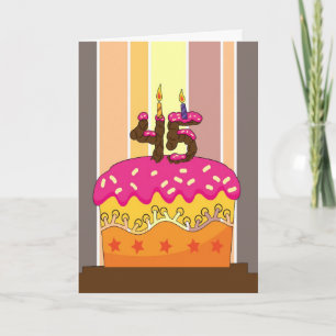 Tarjeta cumpleaños - pastel con velas 45 - 45 cumpleaños g