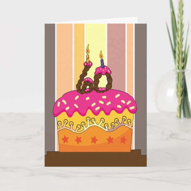 Tarjeta cumpleaños - pastel con velas 60 - 60 cumpleaños g (Anverso)