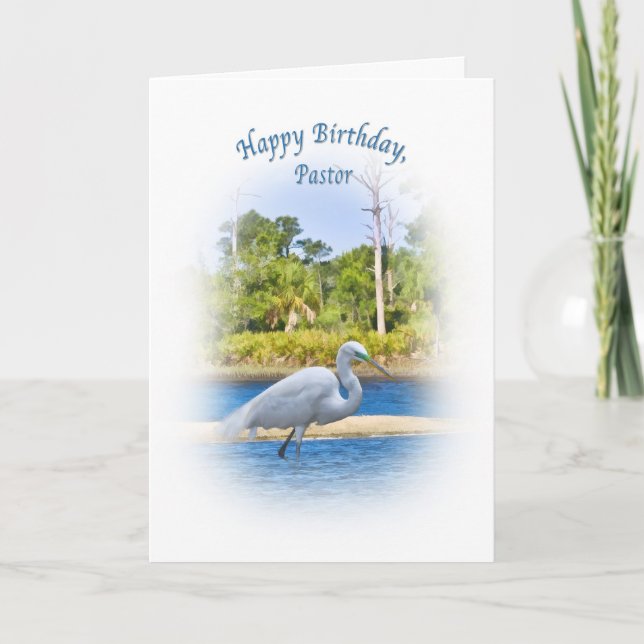 Tarjeta Cumpleaños, Pastor, Gran Egret (Anverso)