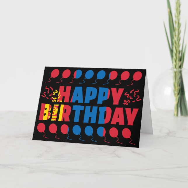 Tarjeta Cumpleaños Patriótico Bandera de Mongolia (Anverso)