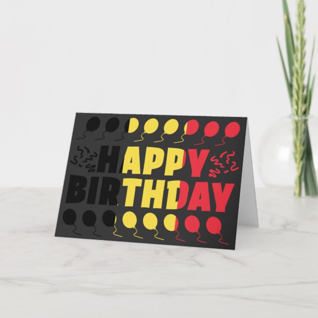 Tarjeta Cumpleaños Patriótico de Bandera de Bélgica (Anverso)