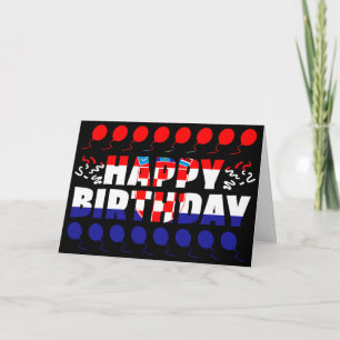 Tarjeta Cumpleaños Patriótico de la Bandera de Croacia