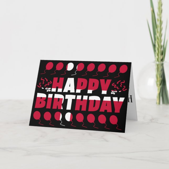 Tarjeta Cumpleaños Patriótico de la Bandera de Dinamarca (Anverso)