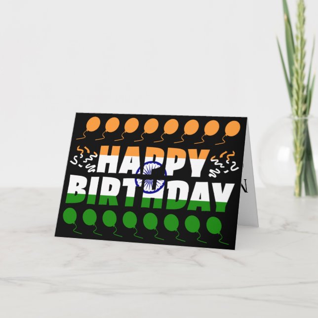 Tarjeta cumpleaños patriótico de la bandera de la India (Anverso)
