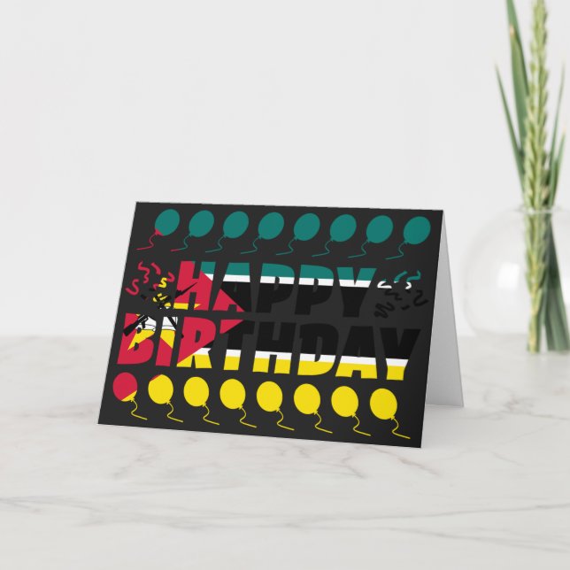 Tarjeta Cumpleaños Patriótico de la Bandera de Mozambique (Anverso)