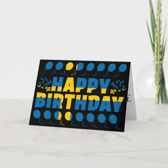 Tarjeta Cumpleaños Patriótico de la Bandera de Suecia (Anverso)