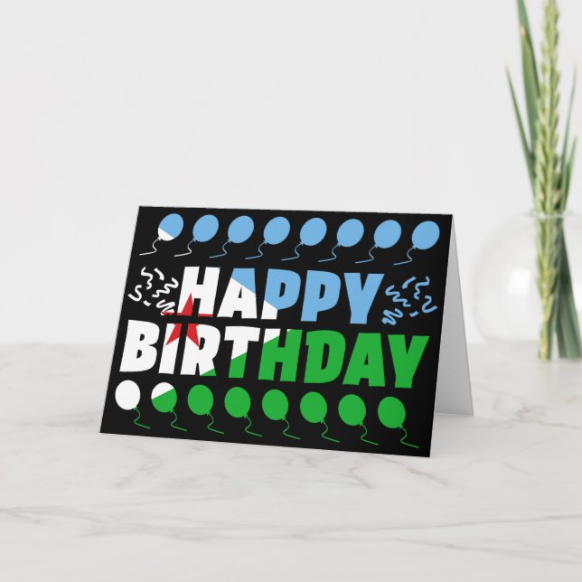 Tarjeta Cumpleaños Patriótico de la Bandera de Yibuti (Anverso)