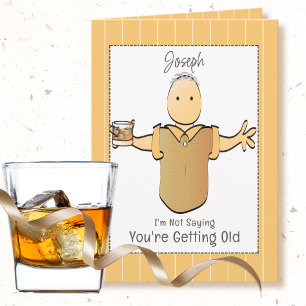 Tarjeta Cumpleaños Pelo Gris Sassy Hombre Caricatura Alcoh