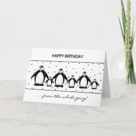 TARJETA CUMPLEAÑOS - PENGUINOS - DE TODA LA BANDA