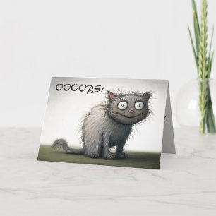 Tarjeta Cumpleaños Perdido Gato Culpable Editable
