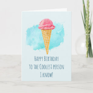 Tarjeta Cumpleaños Persona Más Genial Cono de Helado