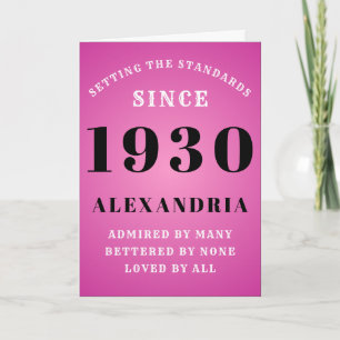 Tarjeta Cumpleaños Personalizado 1930 Audaz Rosa Girly Por