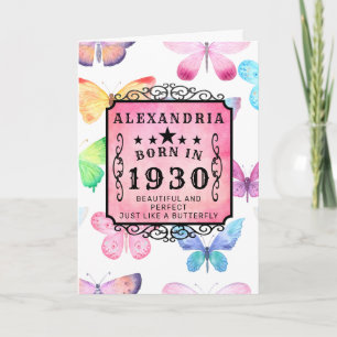 Tarjeta Cumpleaños Personalizado 1930 Mariposa acuarela