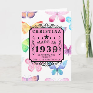 Tarjeta Cumpleaños Personalizado 1939 Mariposa Elegante Ro