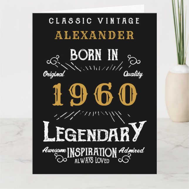 Tarjeta Cumpleaños Personalizado 1960 Añadir Nombre Legend (Anverso)