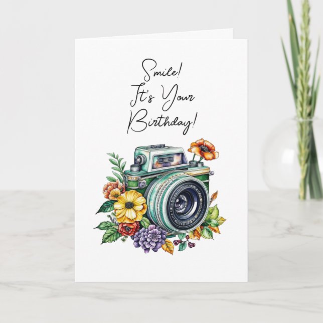Tarjeta Cumpleaños personalizado | Cámara vintage (Anverso)