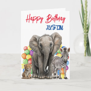 Tarjeta Cumpleaños personalizado de animales de la jungla 