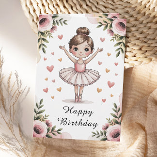 Tarjeta Cumpleaños Personalizado de Bailarina Linda para N