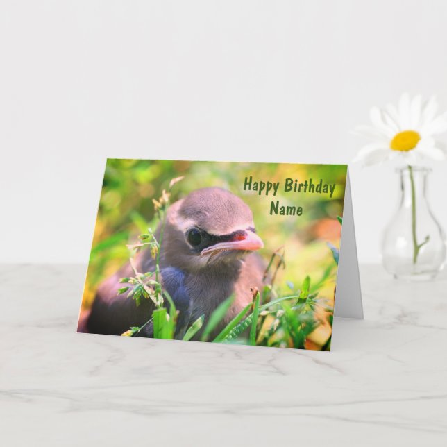 Tarjeta Cumpleaños Personalizado de Bebé Waxwing Bird (Planta pequeña)