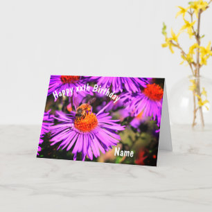 Tarjeta Cumpleaños Personalizado De Bee On Purple Aster Fl