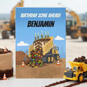 Tarjeta Cumpleaños personalizado de camión de volteo