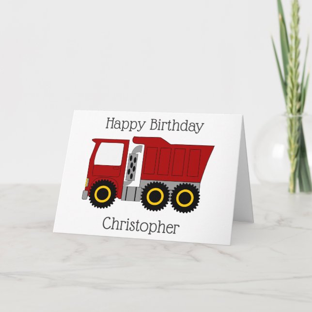 Tarjeta Cumpleaños personalizado de Camión Rojo (Anverso)