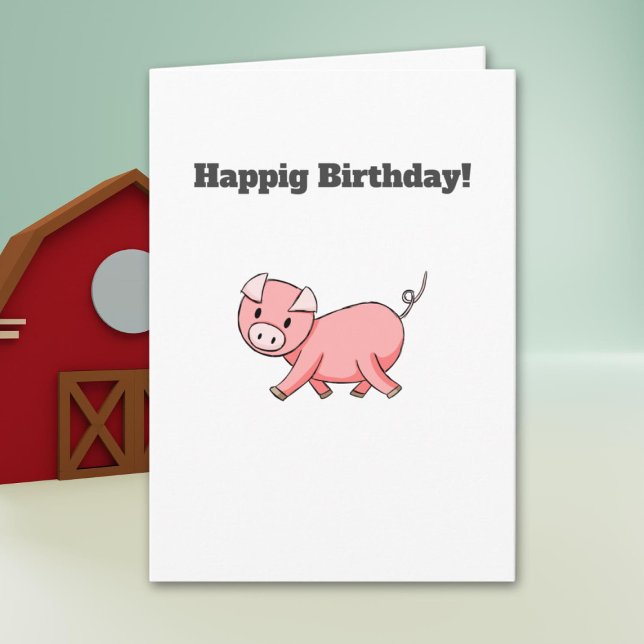Tarjeta Cumpleaños personalizado de cerdo rosado minimalis (Subido por el creador)